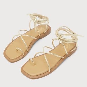 Seychelles Lilac Light Gold Leather Strappy Lace-Up Sandals Size 9.5